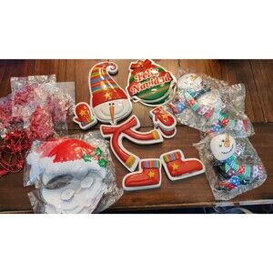 2005 '08 Lot Of DecoPac Christmas Snowman Santa Feliz Navidad Holiday Cake Decor